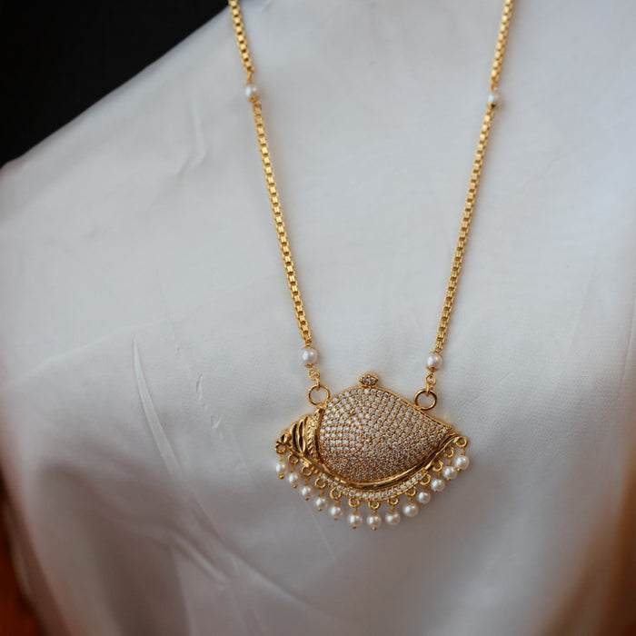 Heritage gold plated padakam pearl long necklace HP0274