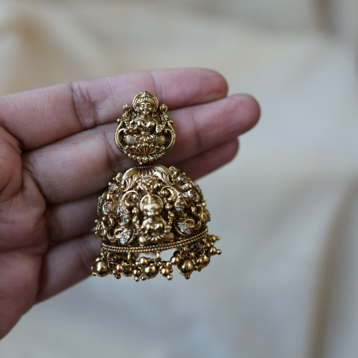 Antique gold temple design jumka earrings AJJ685
