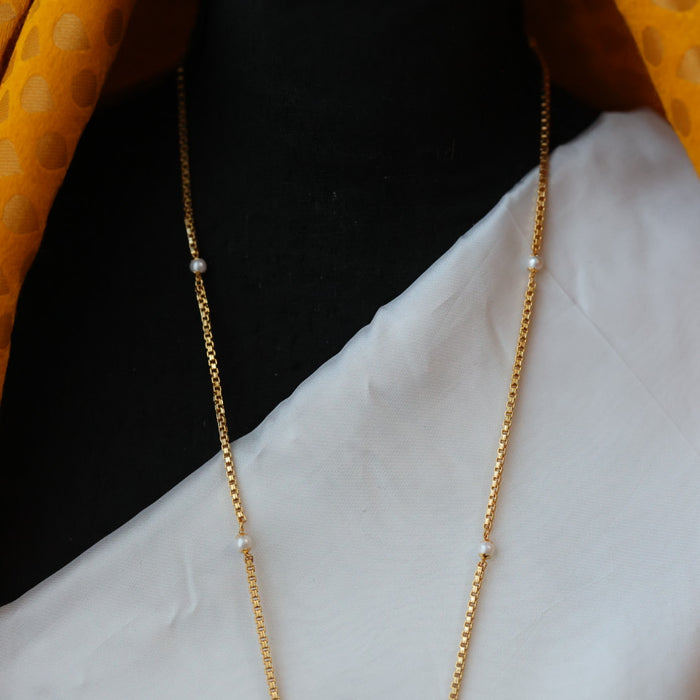 Heritage gold plated padakam pearl long necklace HP0274