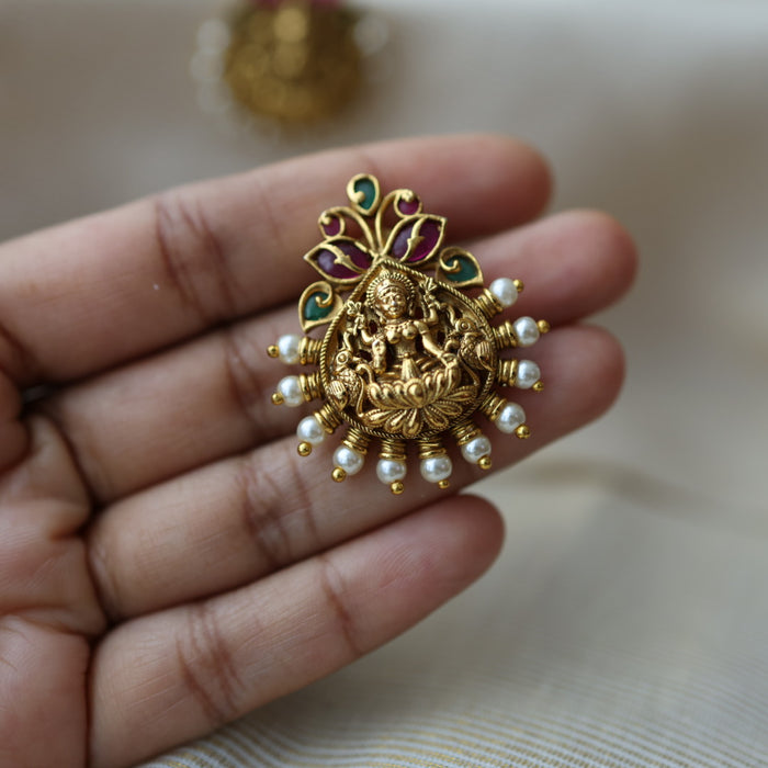 Antique gold plated ruby white stone studd earrings AS566