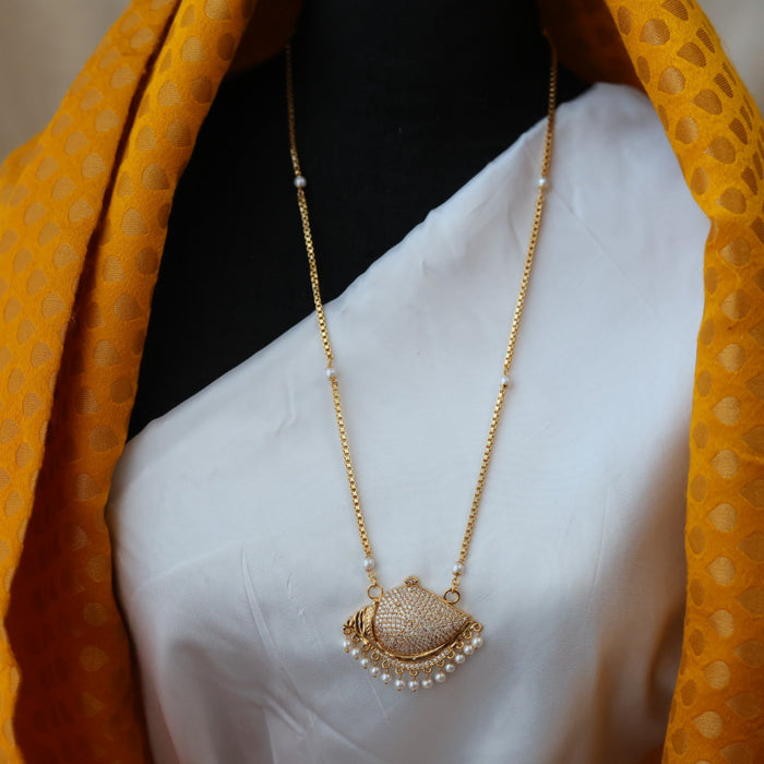 Heritage gold plated padakam pearl long necklace HP0274