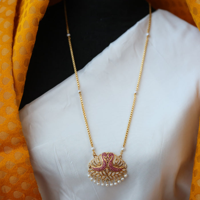 Heritage gold plated padakam pearl long necklace HP0273