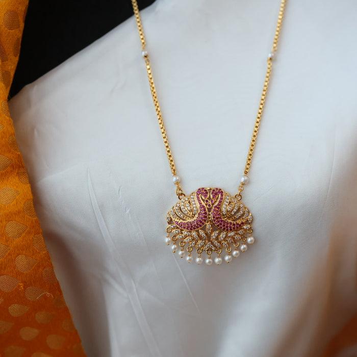 Heritage gold plated padakam pearl long necklace HP0273