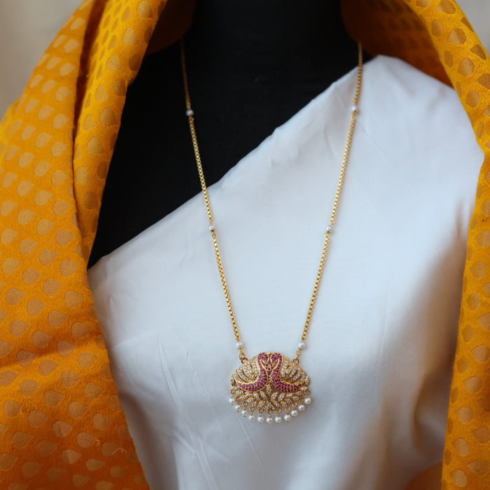 Heritage gold plated padakam pearl long necklace HP0273