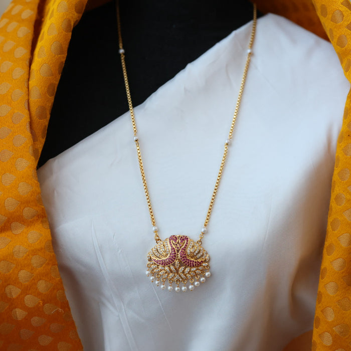 Heritage gold plated padakam pearl long necklace HP0273