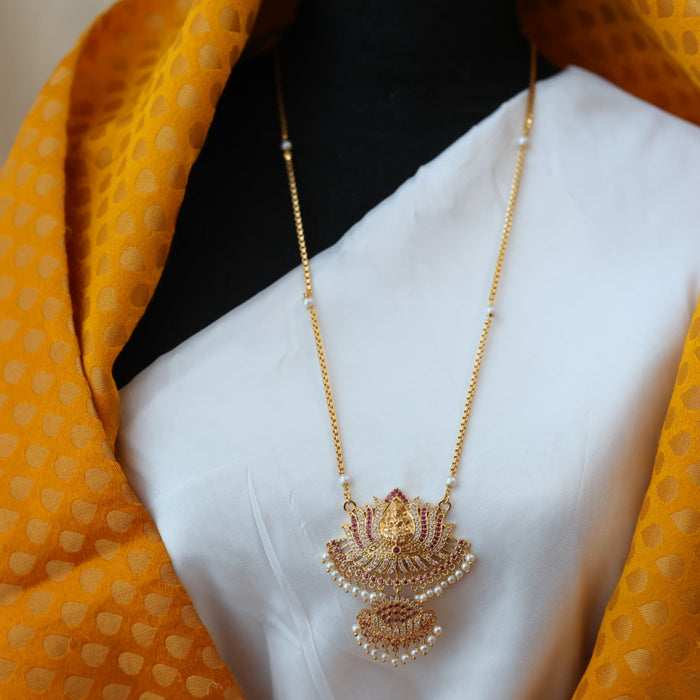 Heritage gold plated padakam pearl long necklace HP022