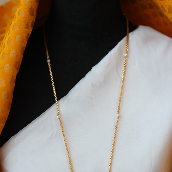 Heritage gold plated padakam pearl long necklace HP022