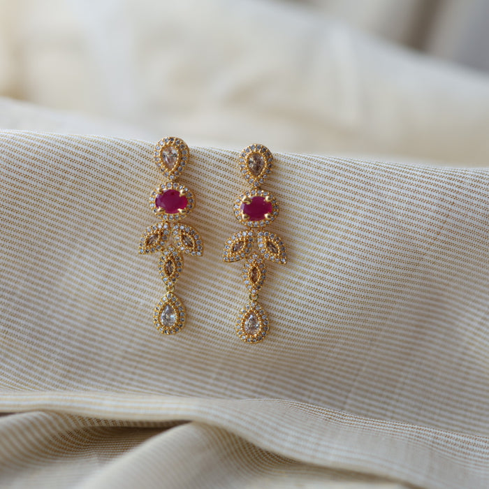 Heritage gold plated ruby white stone studd earrings HS121