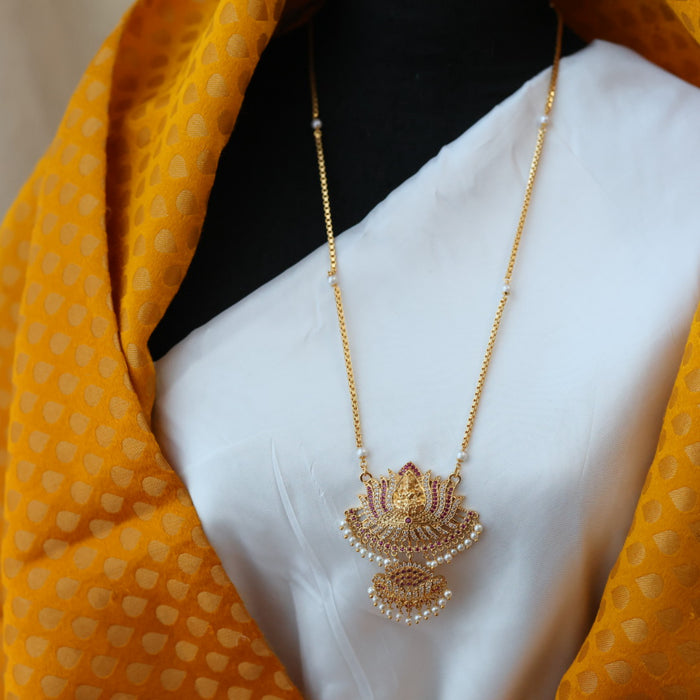 Heritage gold plated padakam pearl long necklace HP022