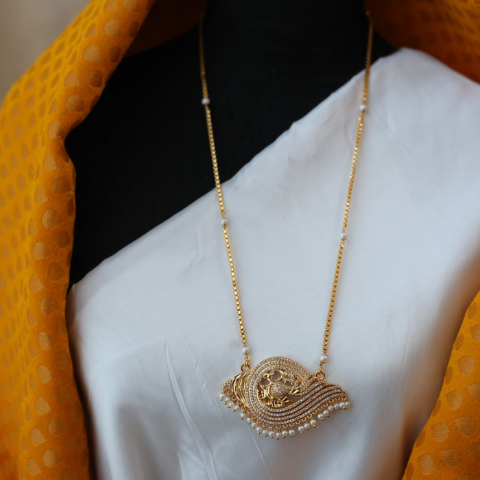 Heritage gold plated padakam pearl long necklace HP0271