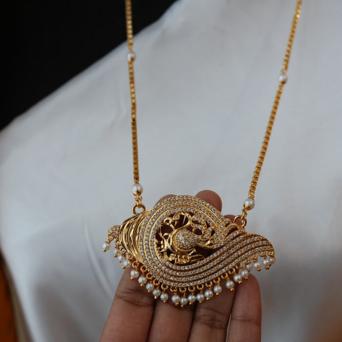 Heritage gold plated padakam pearl long necklace HP0271