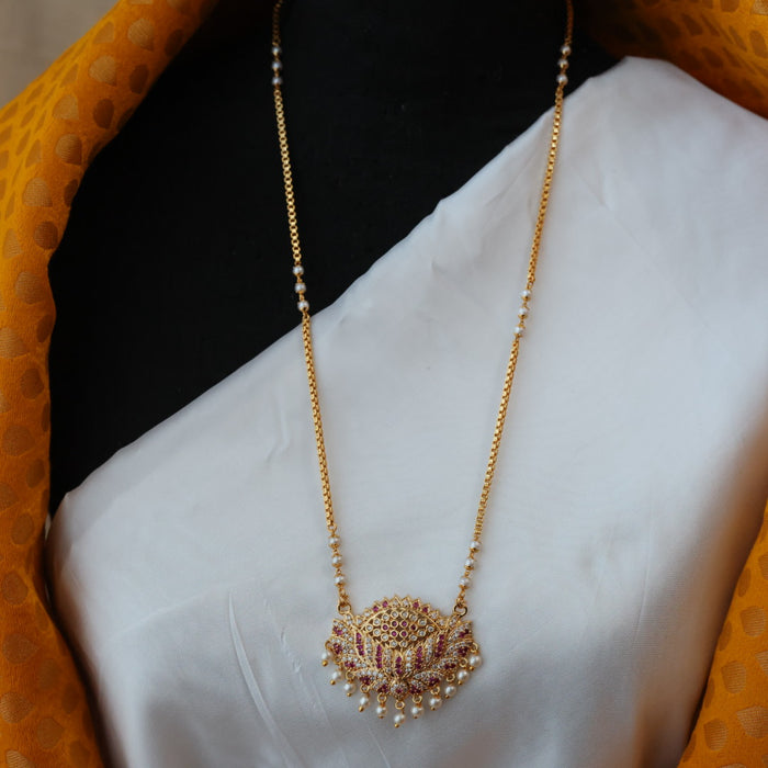 Heritage gold plated padakam pearl long necklace HP0270