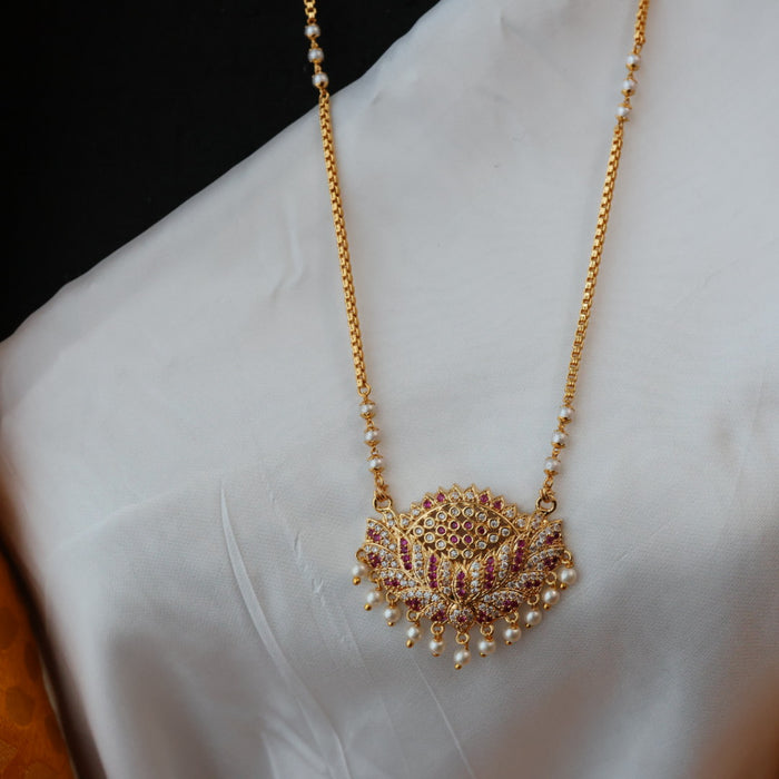 Heritage gold plated padakam pearl long necklace HP0270