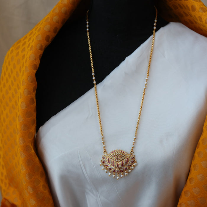 Heritage gold plated padakam pearl long necklace HP0270