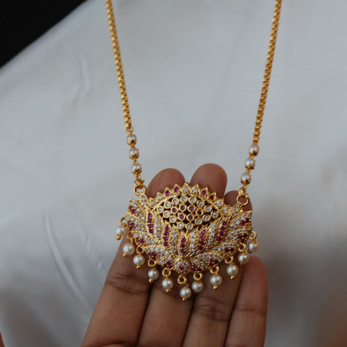 Heritage gold plated padakam pearl long necklace HP0270