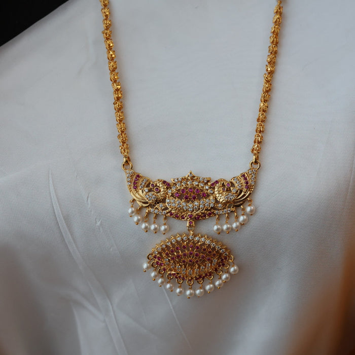 Heritage gold plated padakam pearl long necklace HP0269