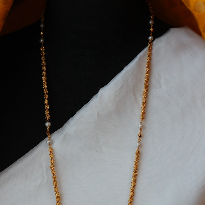 Heritage gold plated padakam pearl long necklace HP0269