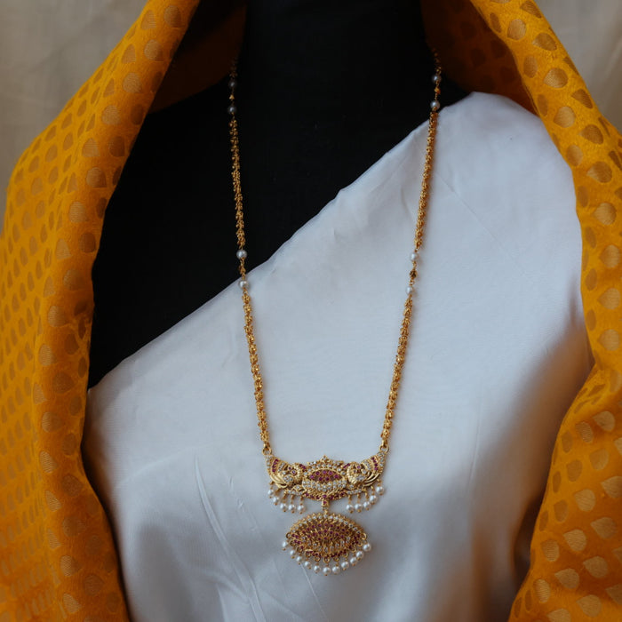 Heritage gold plated padakam pearl long necklace HP0269