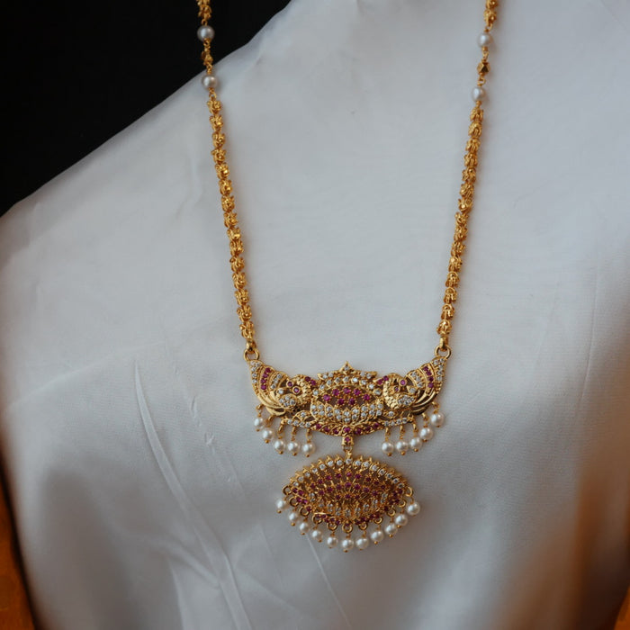 Heritage gold plated padakam pearl long necklace HP0269