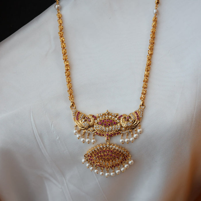 Heritage gold plated padakam pearl long necklace HP0269