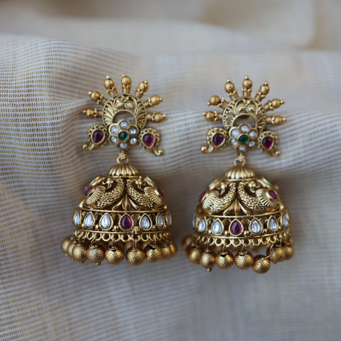 Antique gold big size jumka earrings AJJ6211