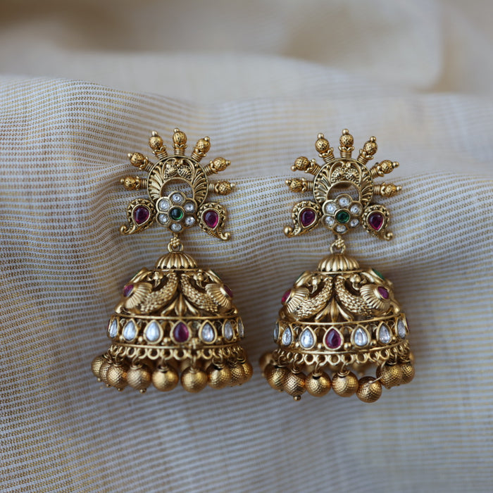 Antique gold big size jumka earrings AJJ6211
