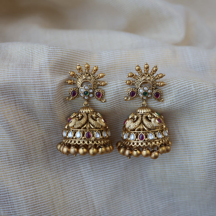 Antique gold big size jumka earrings AJJ6211