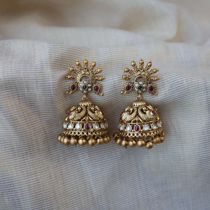 Antique gold big size jumka earrings AJJ6211