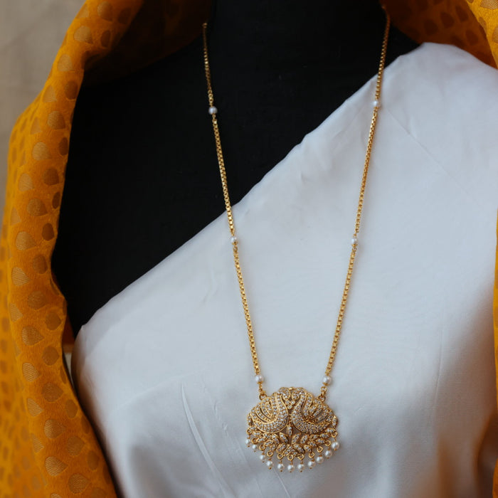 Heritage gold plated padakam pearl long necklace HP0266