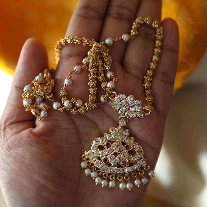 Heritage gold plated padakam long necklace HP215