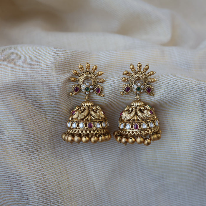 Antique gold big size jumka earrings AJJ6211