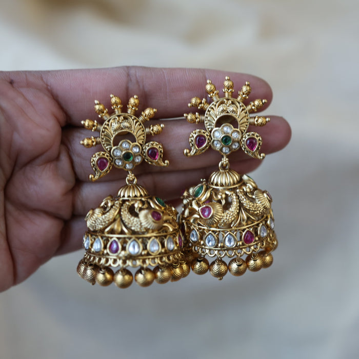 Antique gold big size jumka earrings AJJ6211
