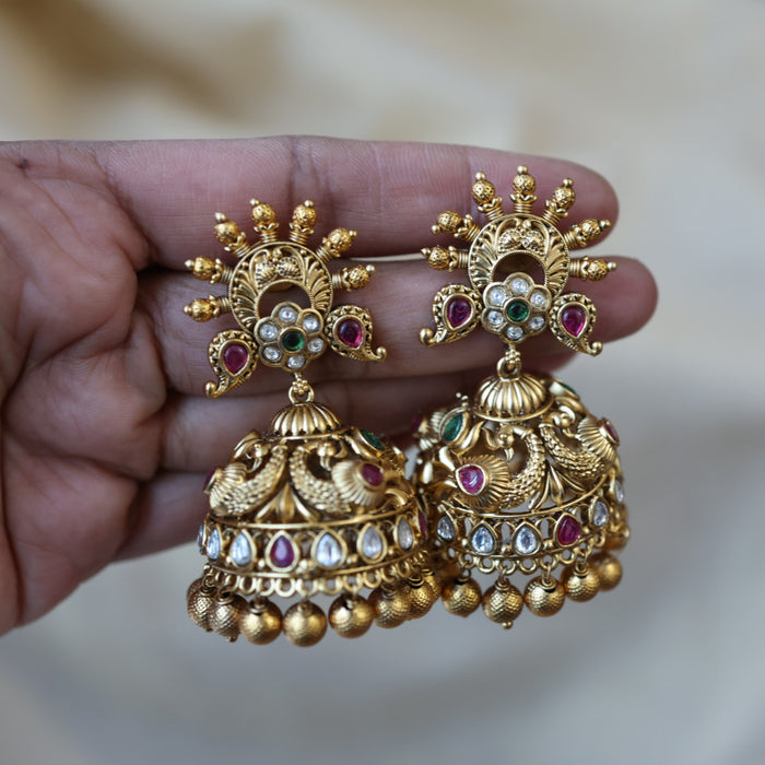 Antique gold big size jumka earrings AJJ6211