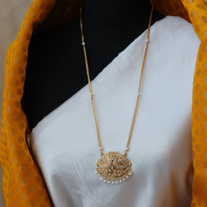 Heritage gold plated padakam pearl long necklace HP0266