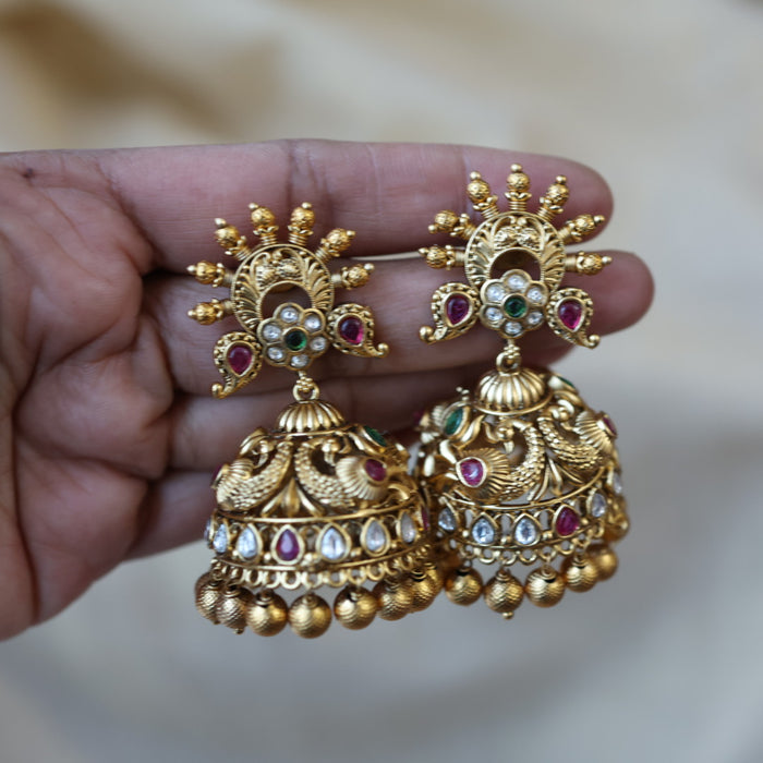 Antique gold big size jumka earrings AJJ6211