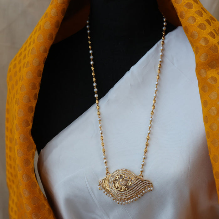 Heritage gold plated padakam pearl long necklace HP0265