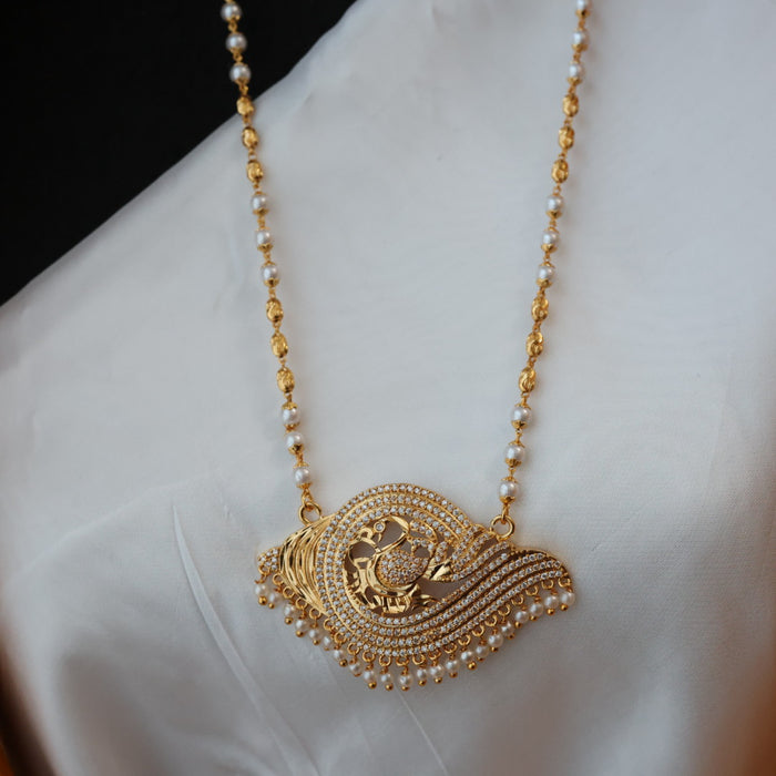 Heritage gold plated padakam pearl long necklace HP0265