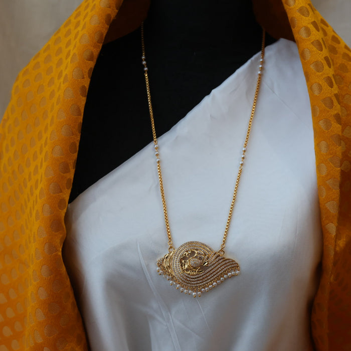 Heritage gold plated padakam pearl long necklace HP0265