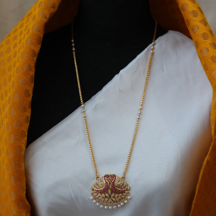 Heritage gold plated padakam pearl long necklace HP0264