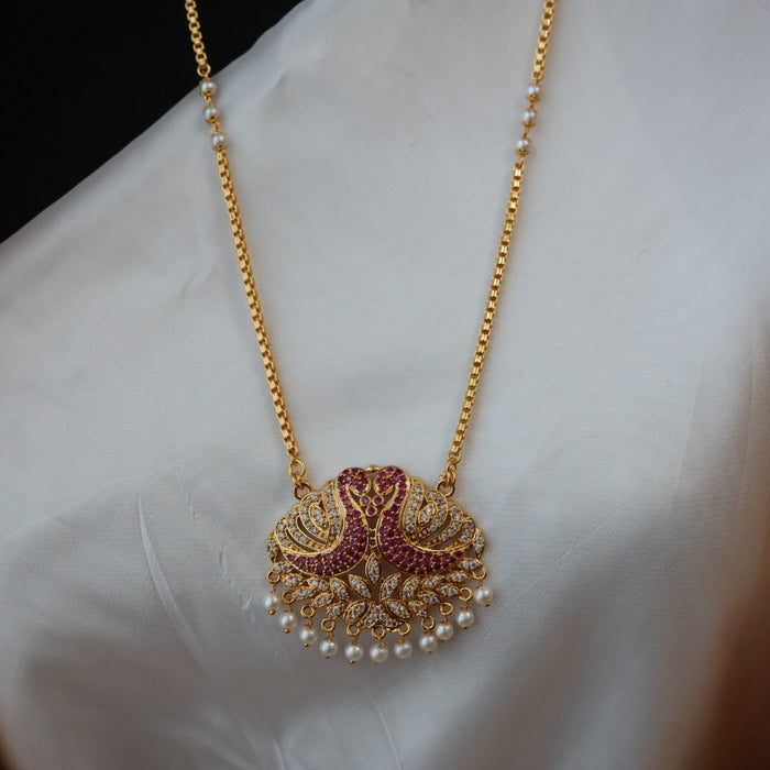 Heritage gold plated padakam pearl long necklace HP0264