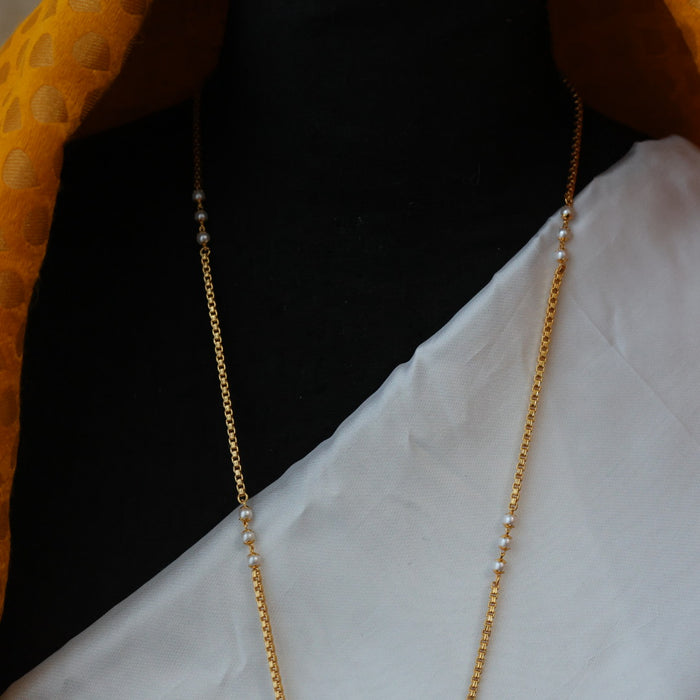 Heritage gold plated padakam pearl long necklace HP0264