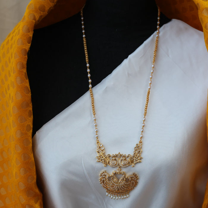 Heritage gold plated padakam pearl long necklace HP0268