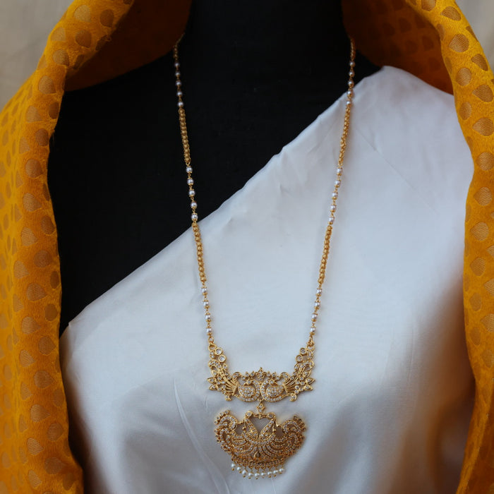 Heritage gold plated padakam pearl long necklace HP0268