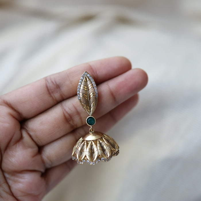 Antique gold stone jumka earrings AJ614