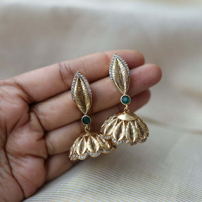 Antique gold stone jumka earrings AJ614