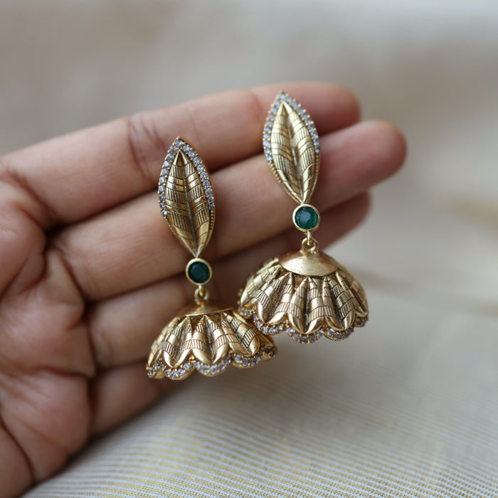 Antique gold stone jumka earrings AJ614