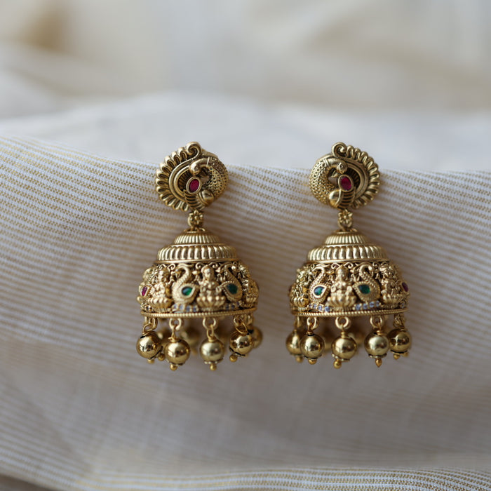 Antique gold stone jumka earrings AJ678