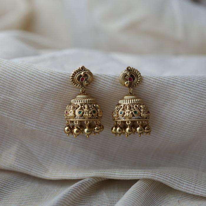 Antique gold stone jumka earrings AJ678