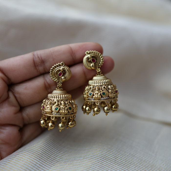 Antique gold stone jumka earrings AJ678