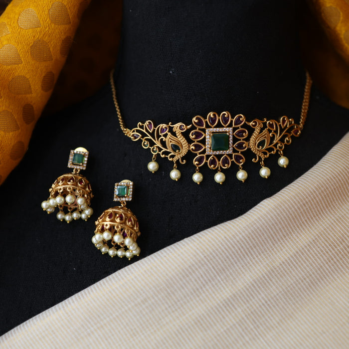 Antique choker necklace and earrings CCB1744